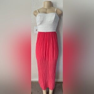 As U Wish White and Coral Maxi Dress beach summer flare sexy y2k